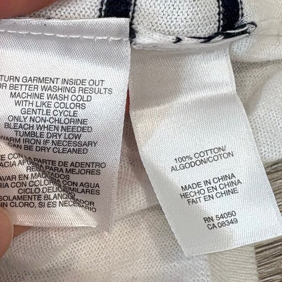 Jones New York Sport Henley Top Size L Striped Cap Sleeves Cotton Blend - Picture 4 of 7